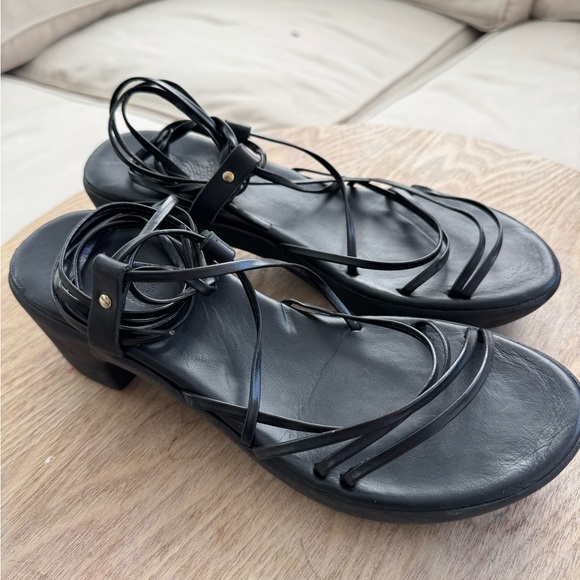 ANCIENT GREEK Esperida Black Leather Strappy Platform Sandal Size 7 - Picture 5 of 7